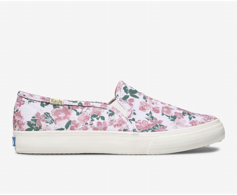 Women's Keds Double Decker Floral Slip Ons White Pink 4713258HK - South Africa